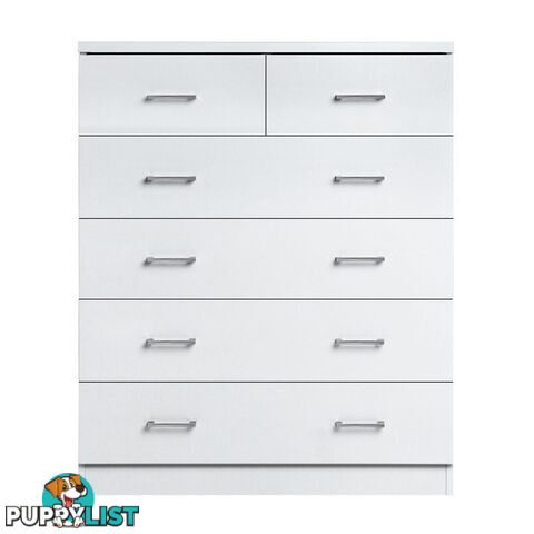 6 Drawer Tallboy Bedroom Storage White