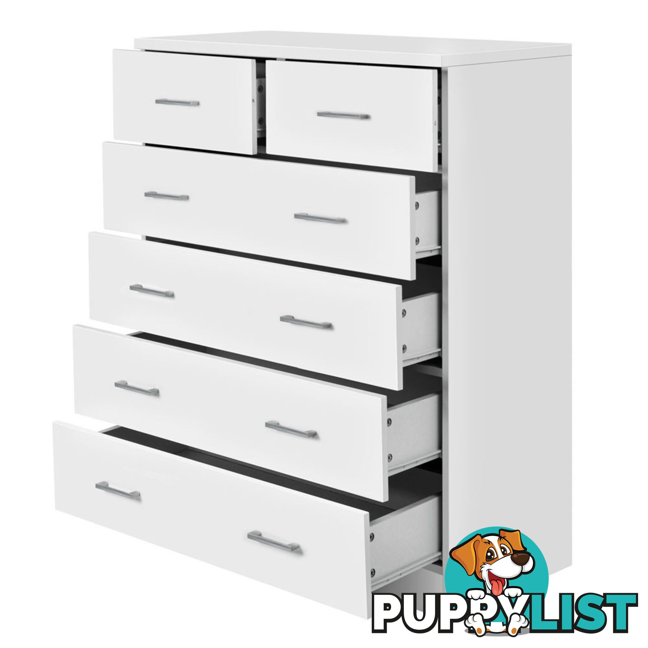 6 Drawer Tallboy Bedroom Storage White