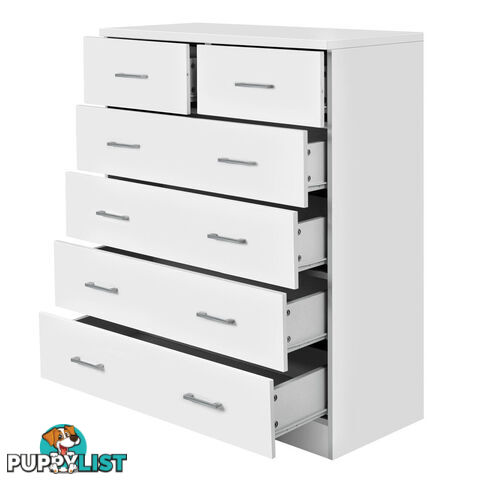 6 Drawer Tallboy Bedroom Storage White