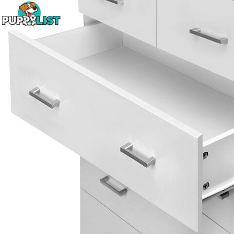 6 Drawer Tallboy Bedroom Storage White