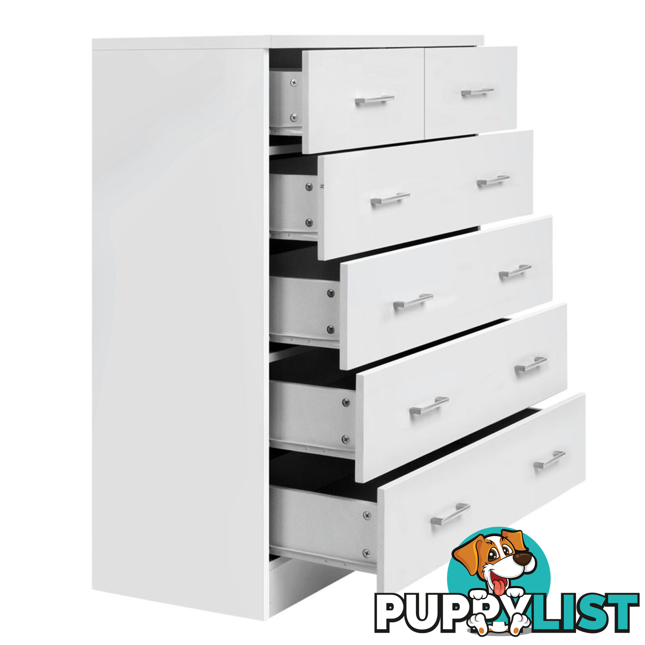 6 Drawer Tallboy Bedroom Storage White