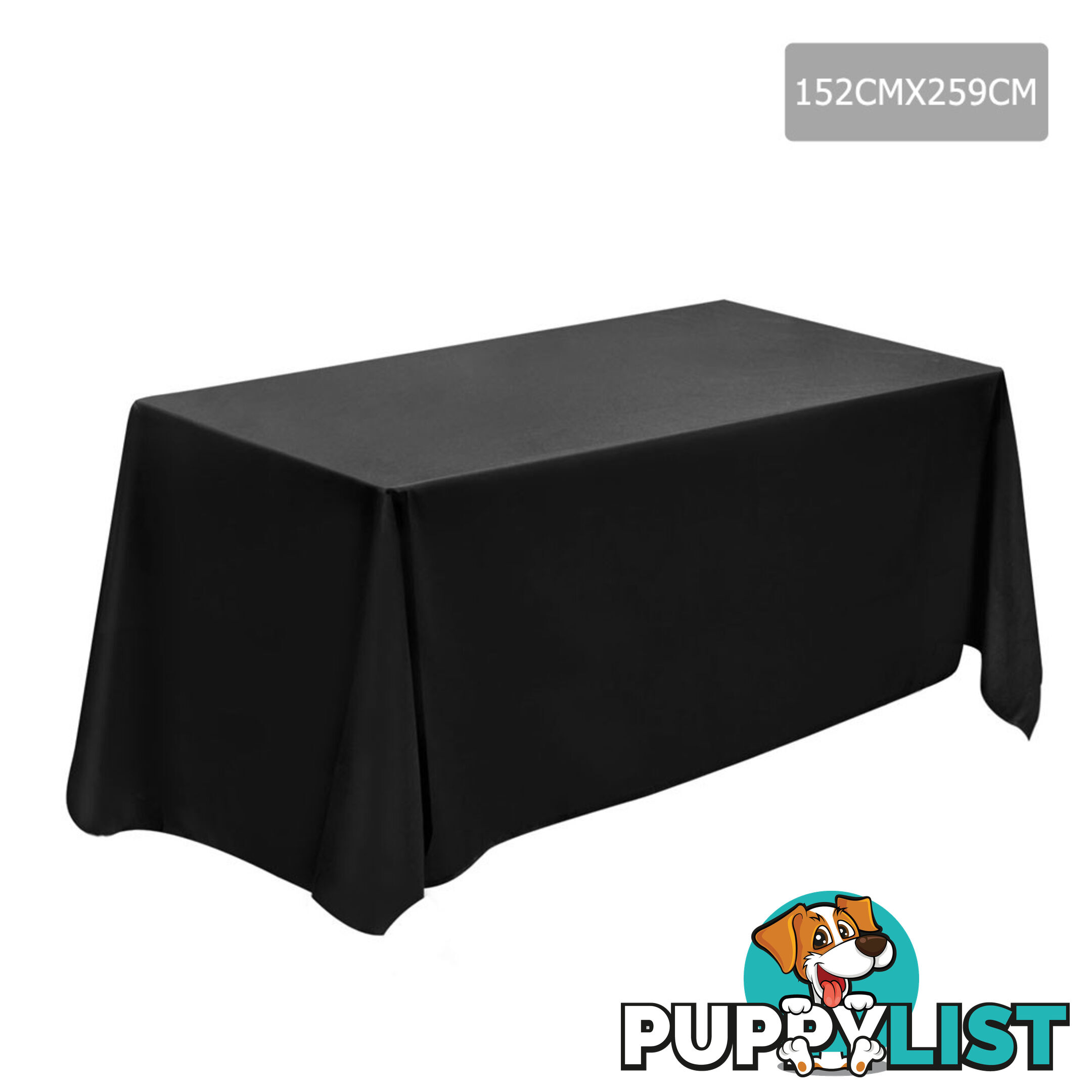 6 Pcs Wedding Table Cloth Rectangle 259cm Black