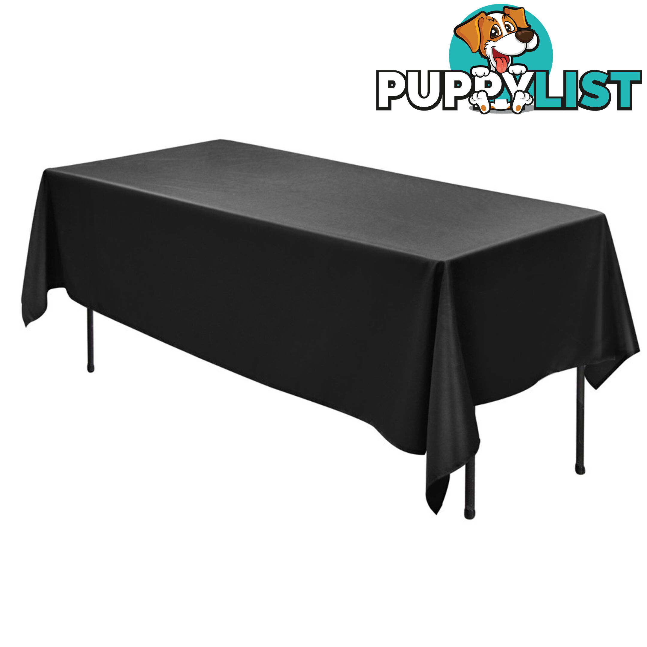 6 Pcs Wedding Table Cloth Rectangle 259cm Black