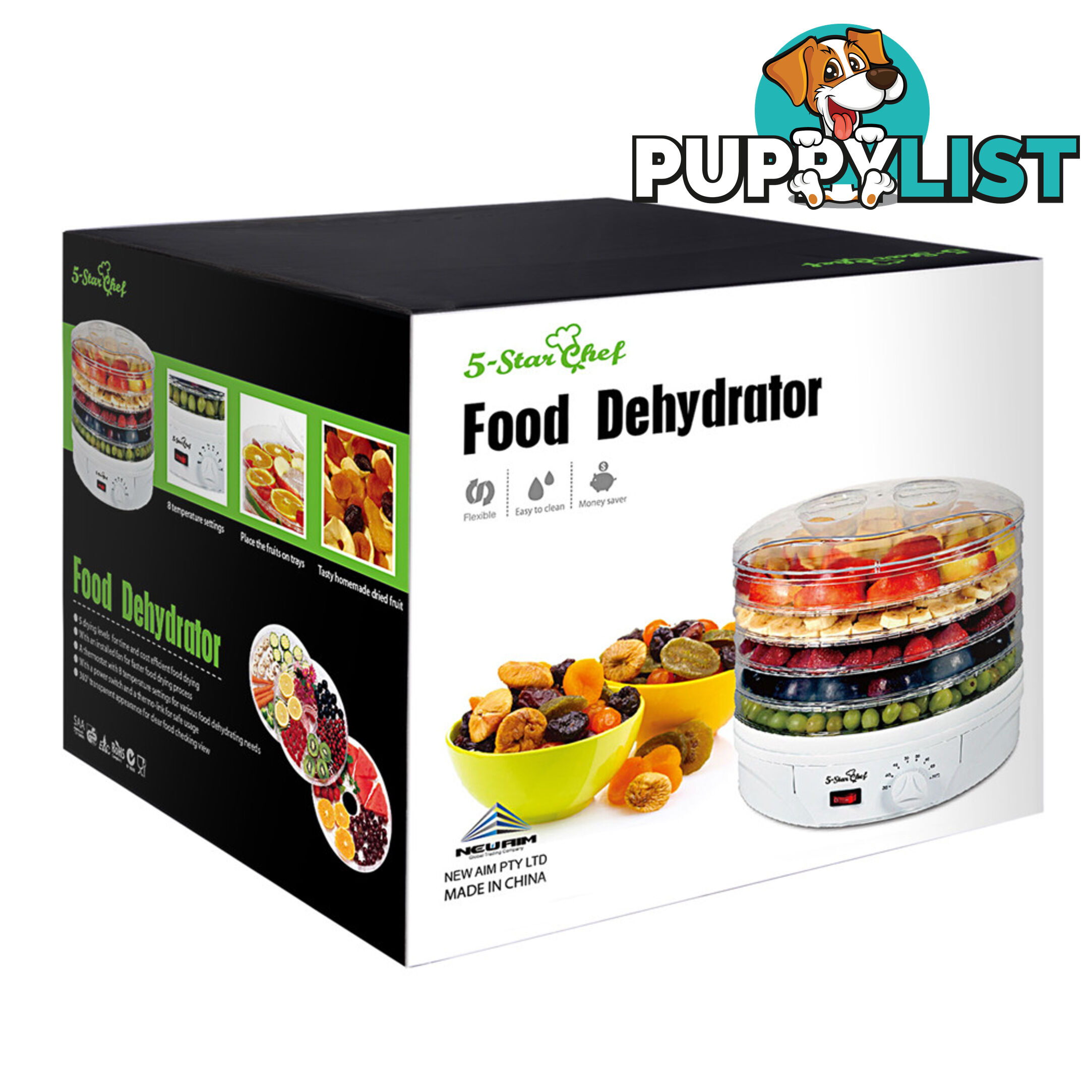 5 Trays Food Dehydrator Black