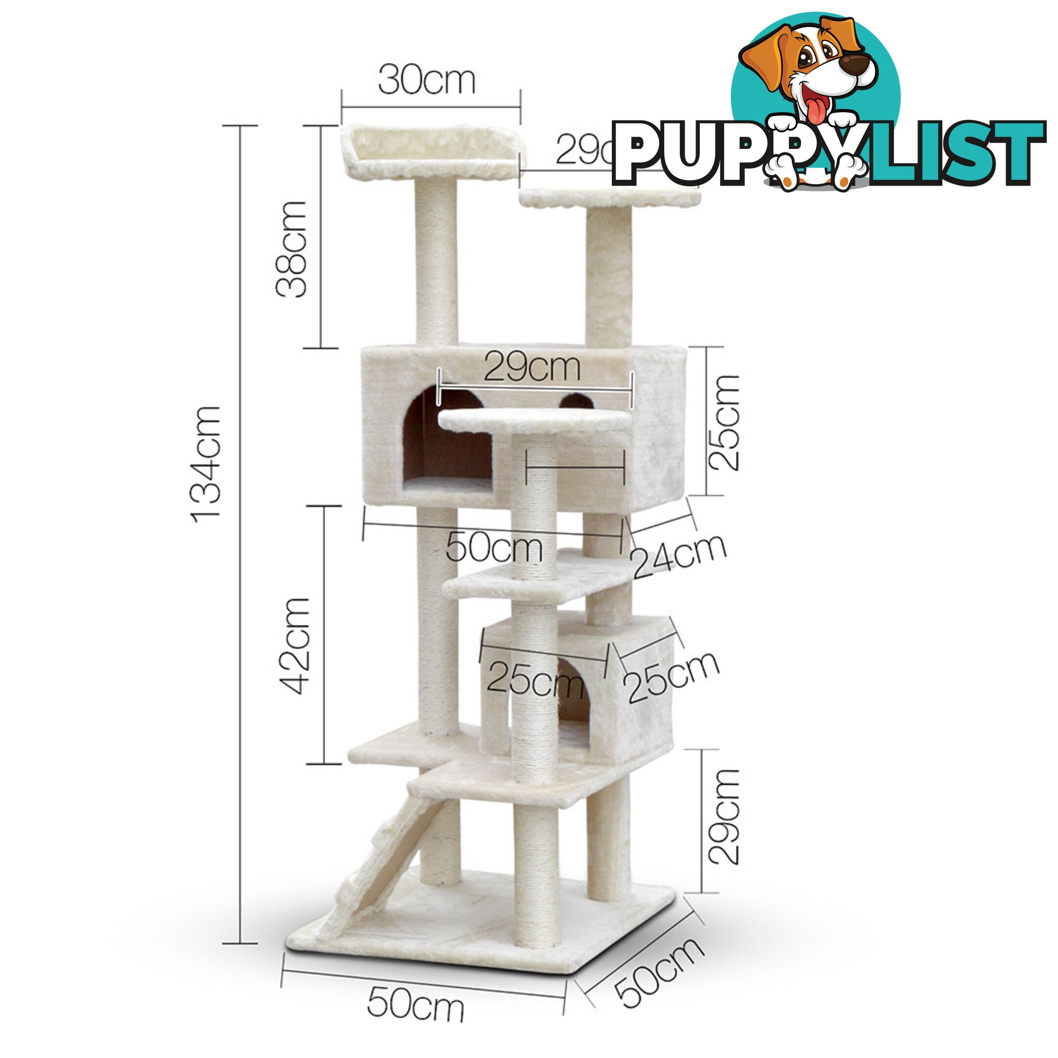 Cat Scratching Post  Tree House Condo 134cm Beige