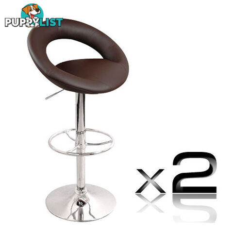 Set of 2 PU Leather Kitchen Bar Stool Chocolate