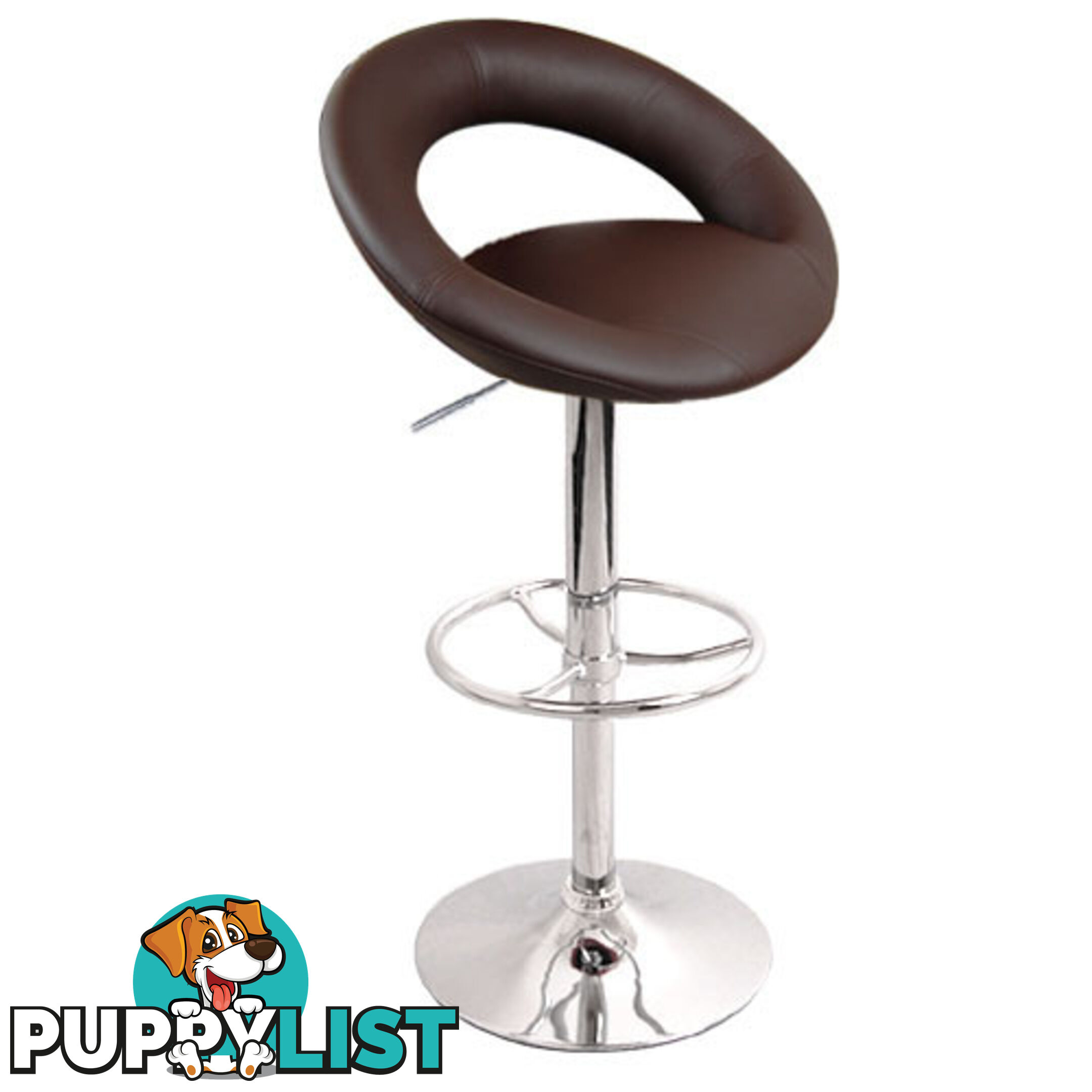 Set of 2 PU Leather Kitchen Bar Stool Chocolate