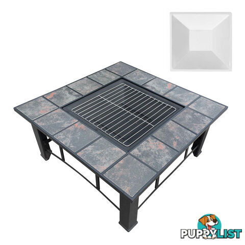 Outdoor Fire Pit BBQ Table Grill Fireplace Ice Bucket w/ Table Lid