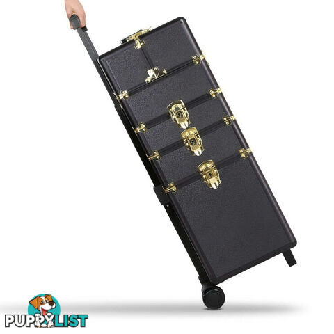 7 in 1 Make Up Cosmetic Beauty Case  Black & Gold