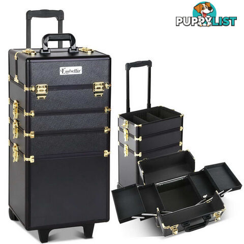 7 in 1 Make Up Cosmetic Beauty Case  Black & Gold