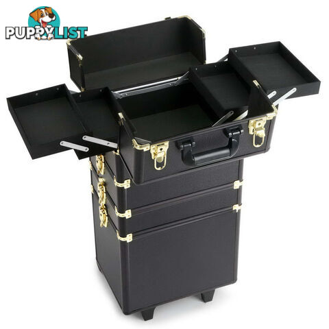 7 in 1 Make Up Cosmetic Beauty Case  Black & Gold