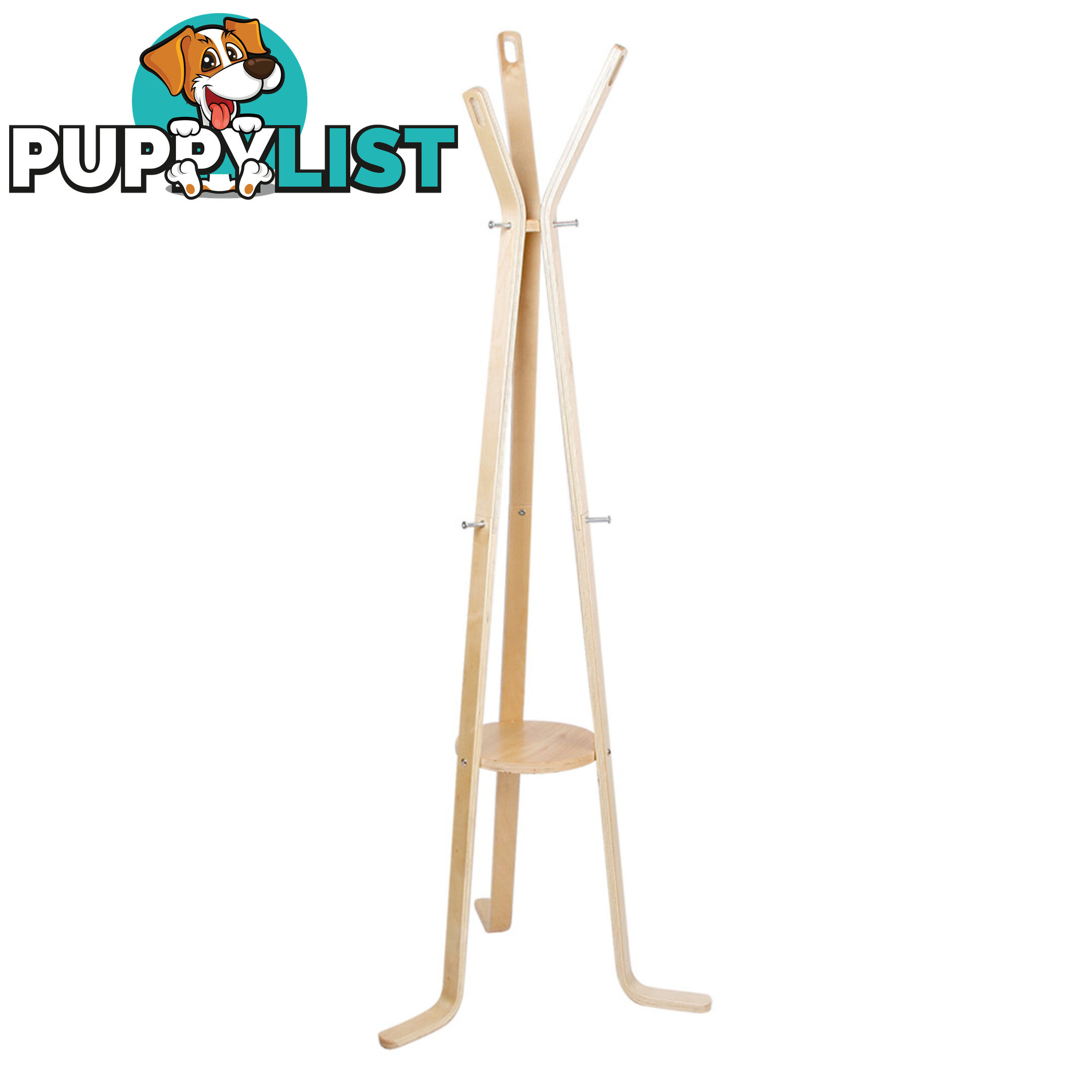 Wooden Coat Rack Clothes Stand Hanger White