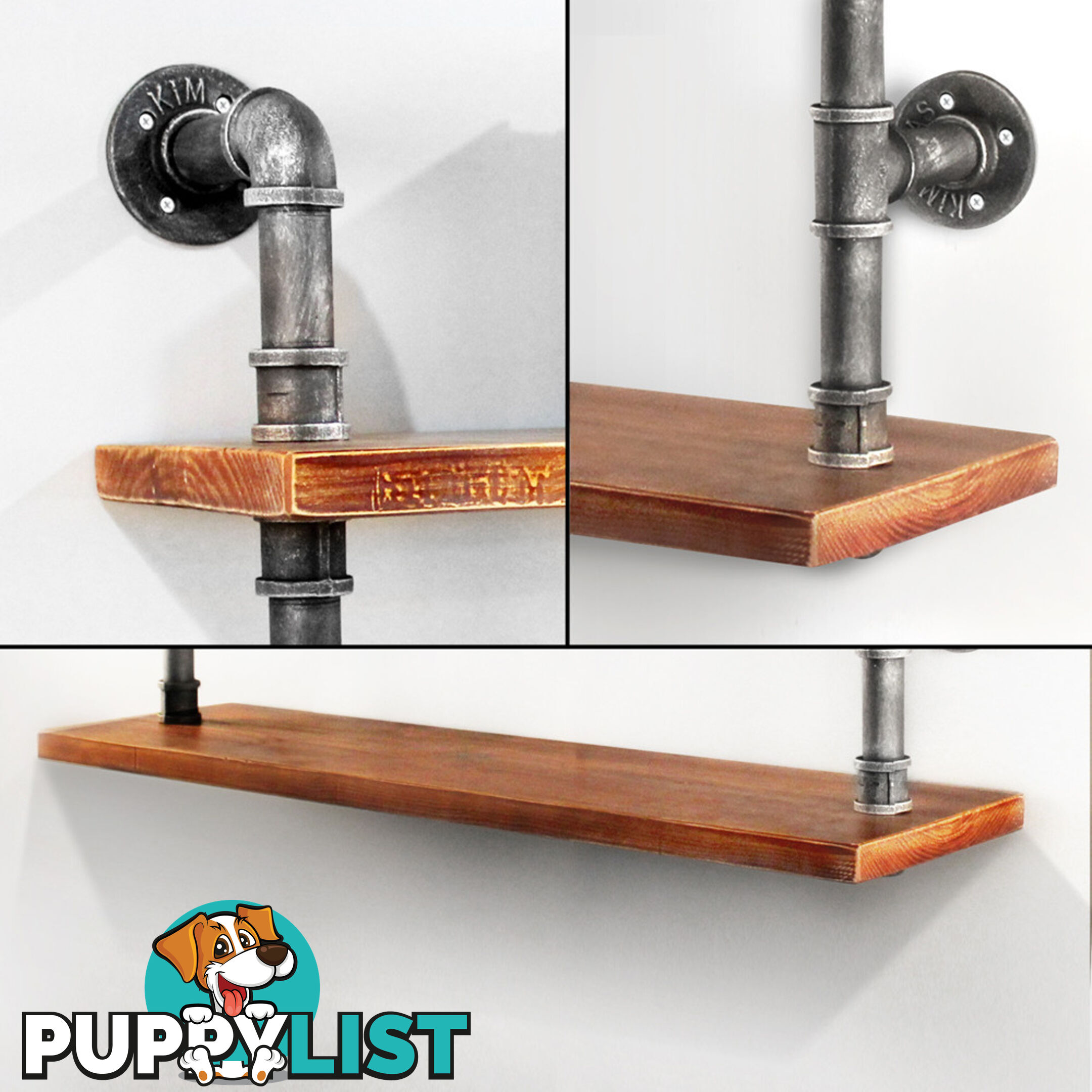 Rustic Industrial DIY Floating Pipe Shelf