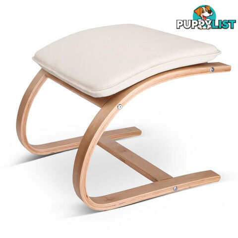 Birch Plywood Fabric Lounge Rocking Chair - Beige - with Foot Stool