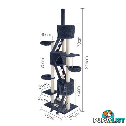 Cat Scratching Poles Post Furniture Tree 244cm Dark Grey