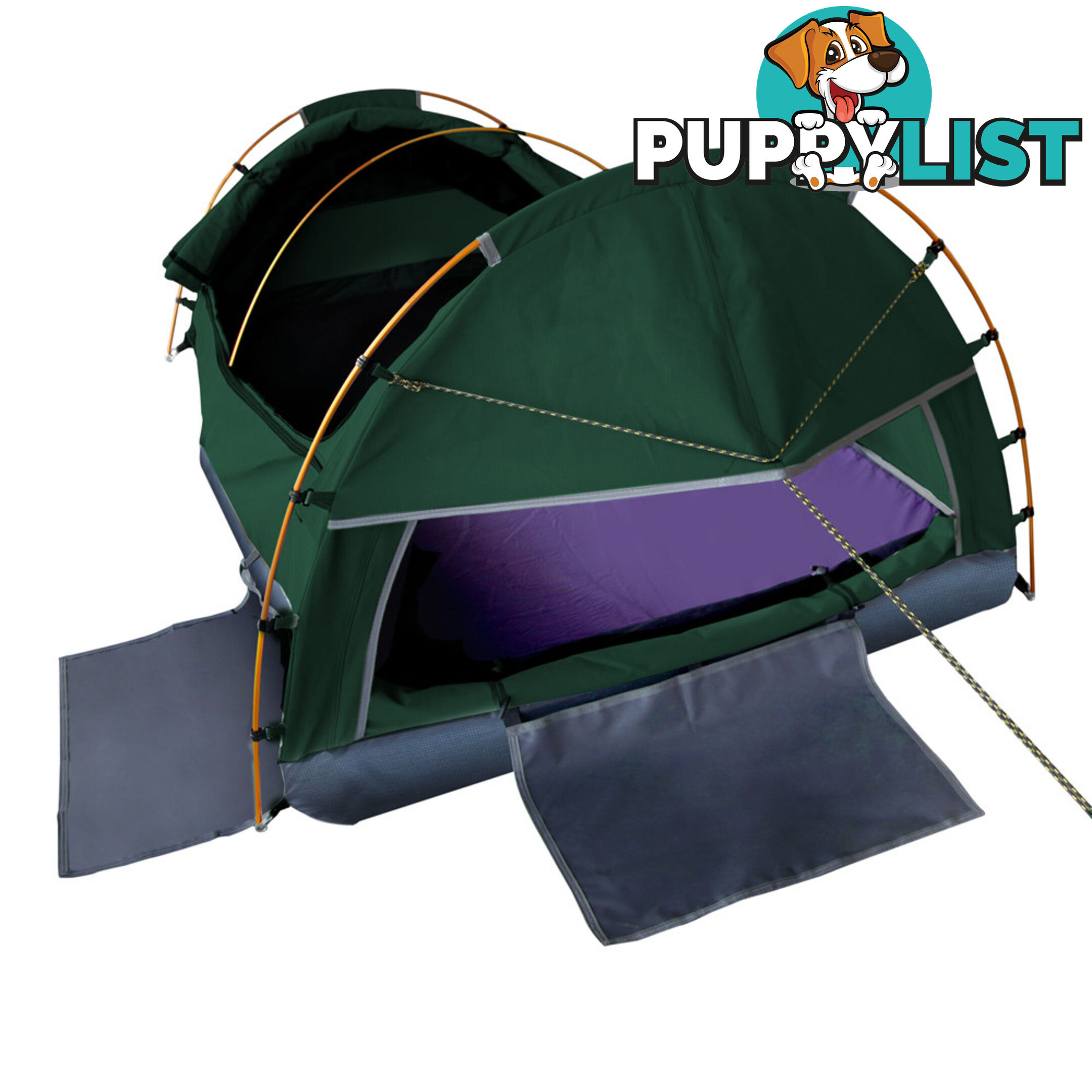 Double Camping Canvas Swag Tent Green w/ Air Pillow