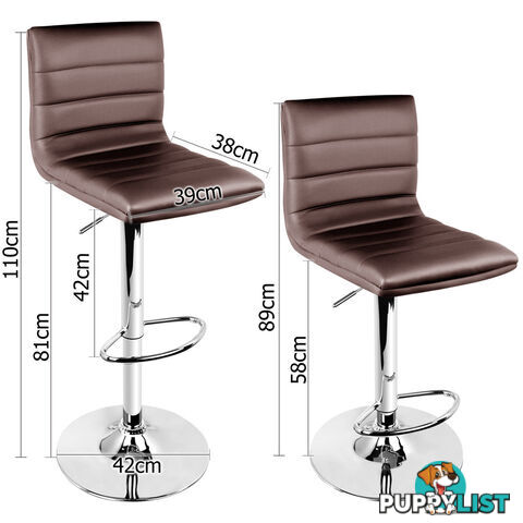 Set of 2 PU Leather Kitchen Bar Stool Chocolate