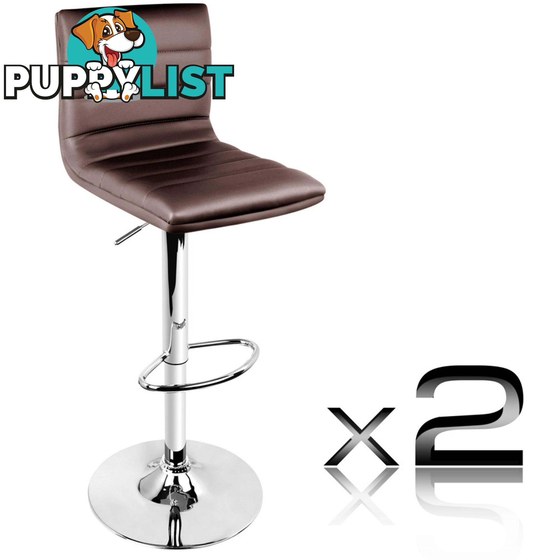 Set of 2 PU Leather Kitchen Bar Stool Chocolate