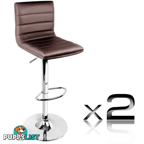 Set of 2 PU Leather Kitchen Bar Stool Chocolate