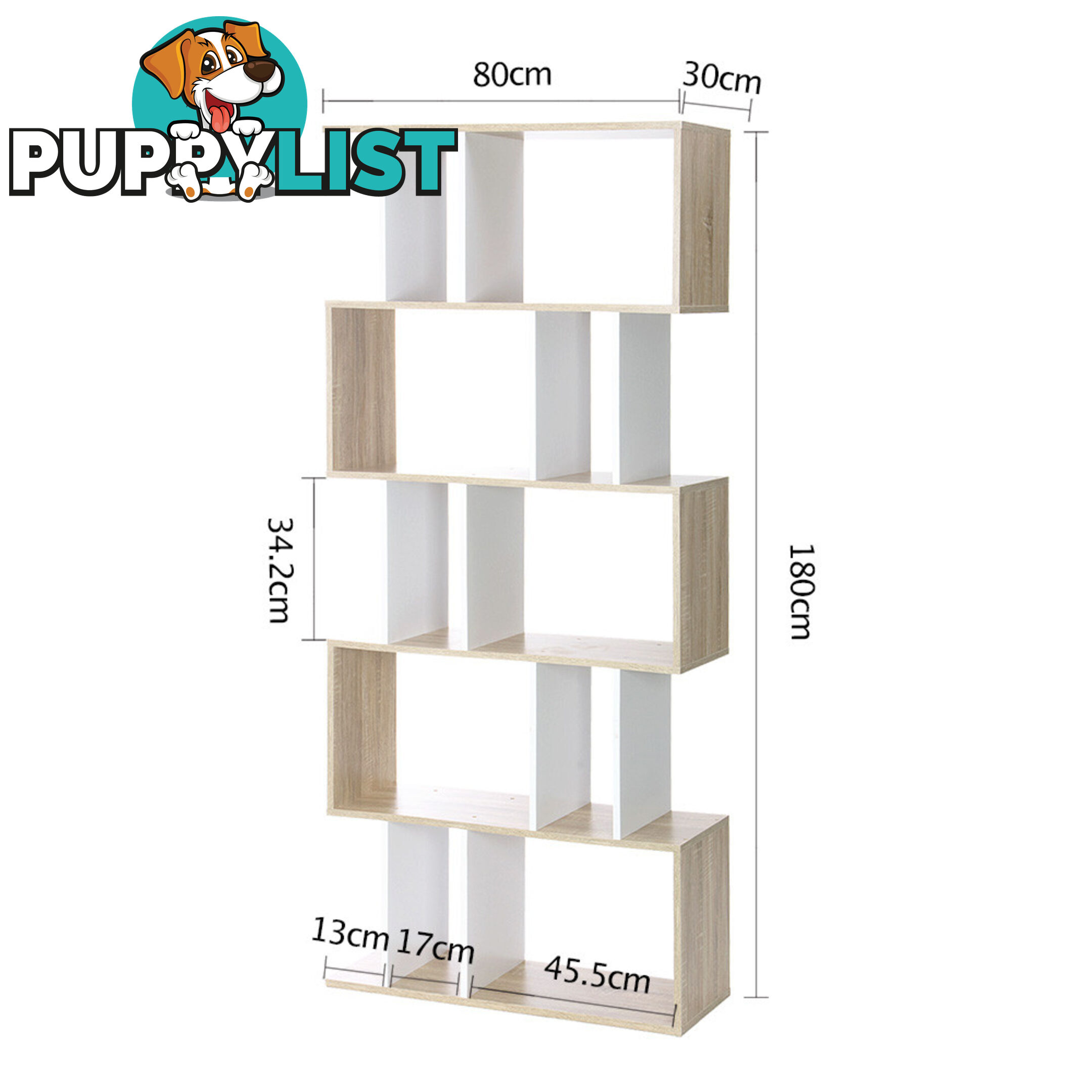 5 Tier Display/Book/Storage Shelf Unit White Brown