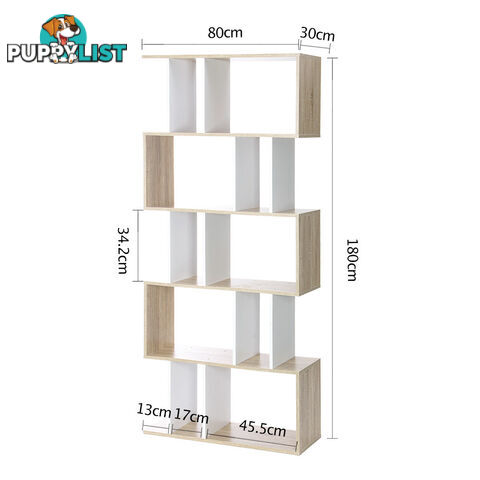 5 Tier Display/Book/Storage Shelf Unit White Brown