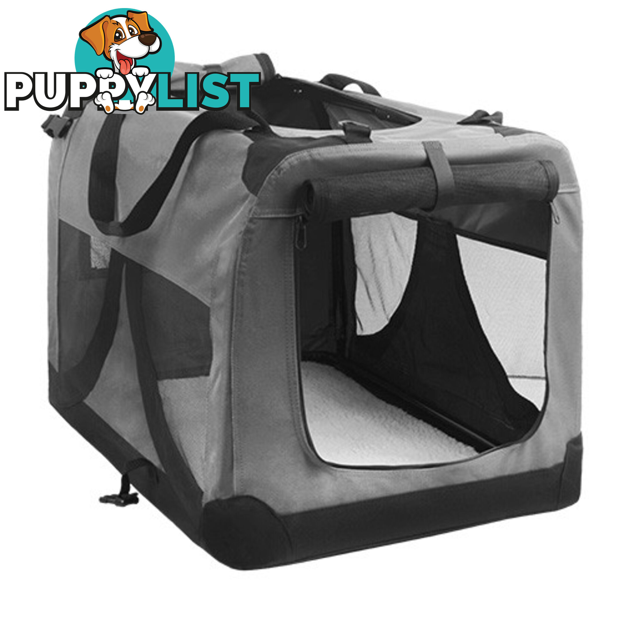 Large Portable Soft Pet Dog Crate Cage Kennel Grey