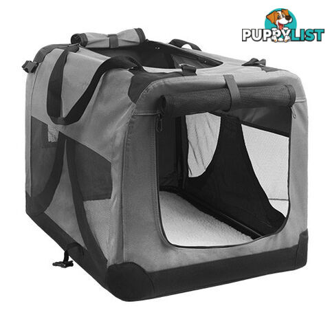 Large Portable Soft Pet Dog Crate Cage Kennel Grey