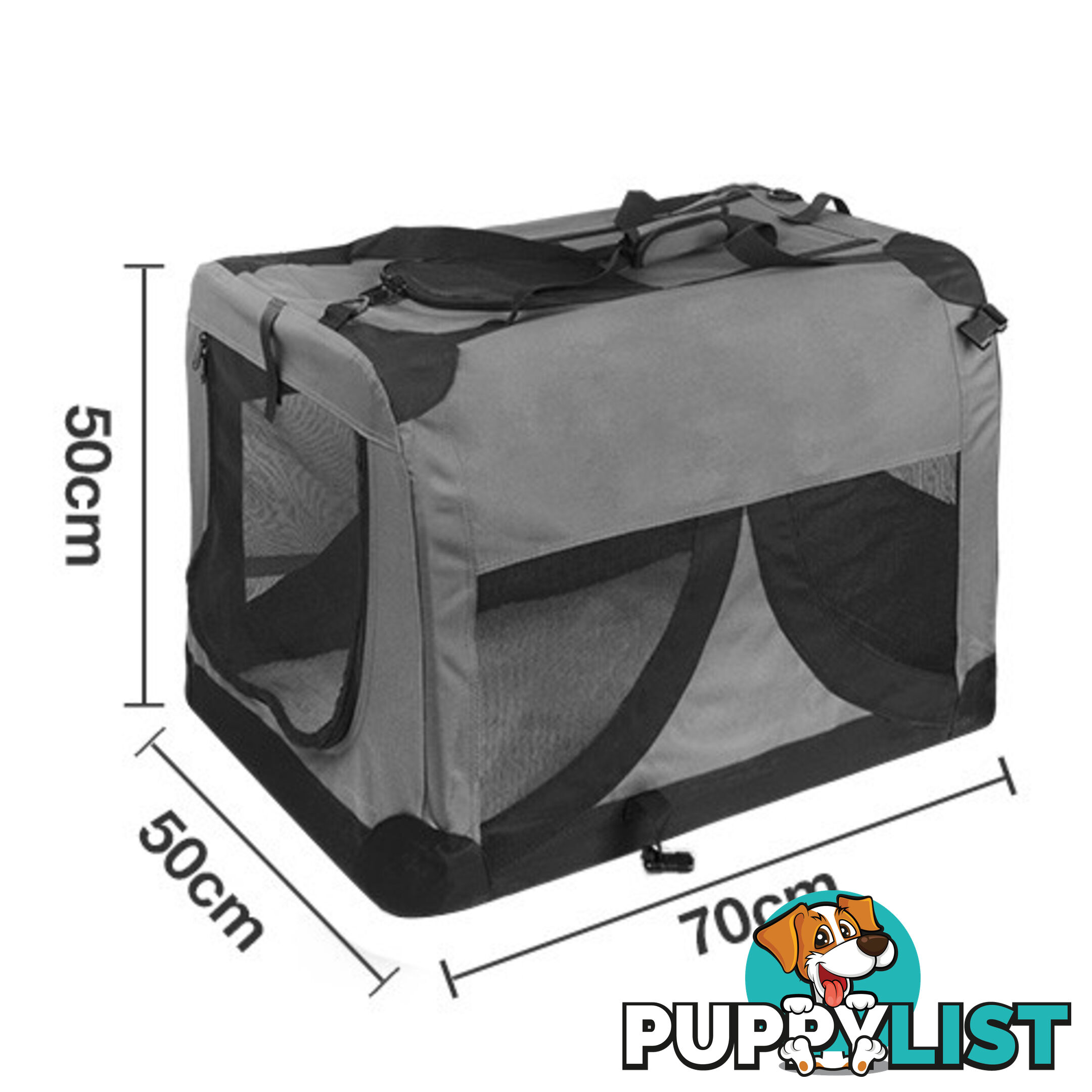 Large Portable Soft Pet Dog Crate Cage Kennel Grey