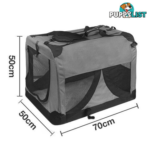 Large Portable Soft Pet Dog Crate Cage Kennel Grey