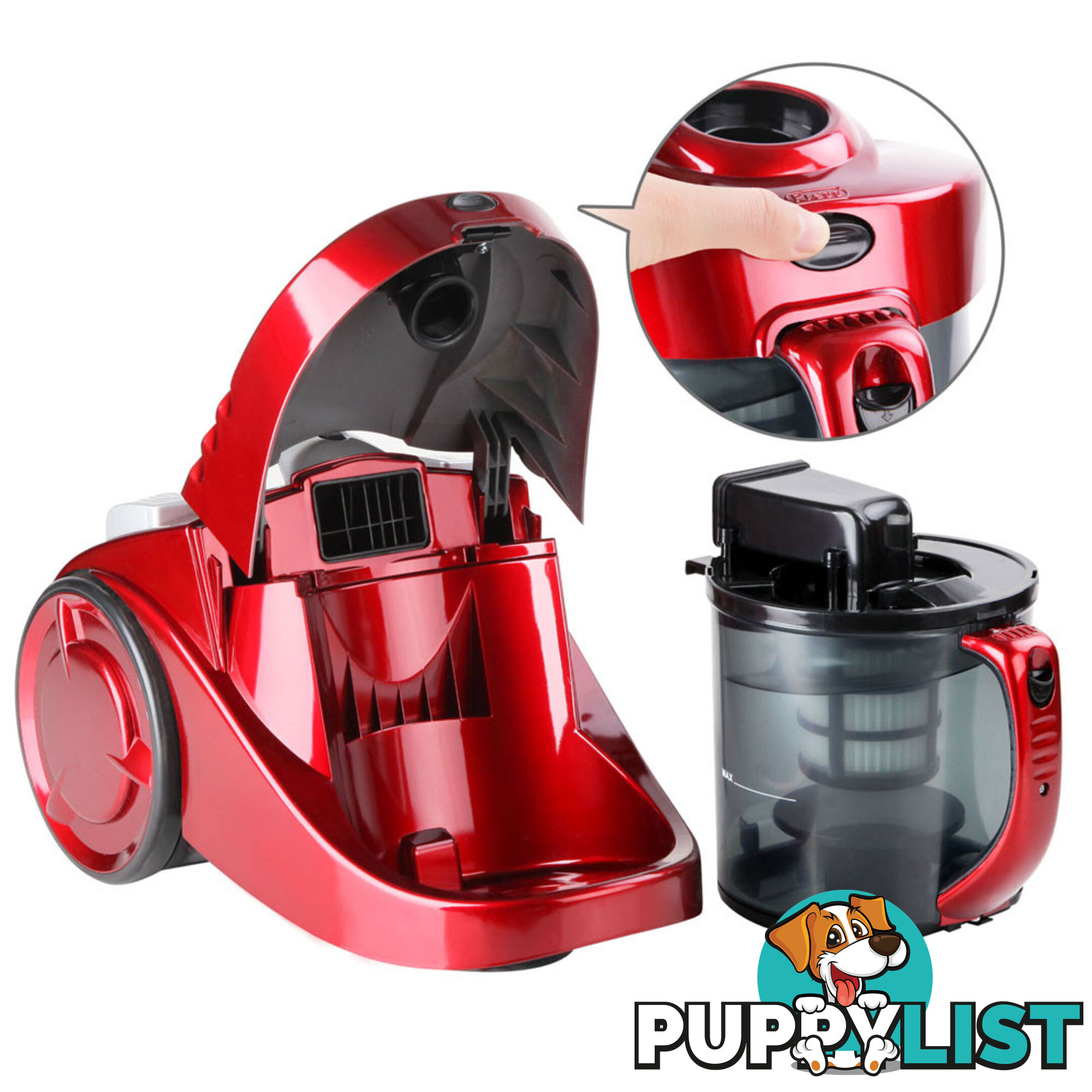 Bagless Cyclone Cyclonic Vacuum Cleaner HEPA Red