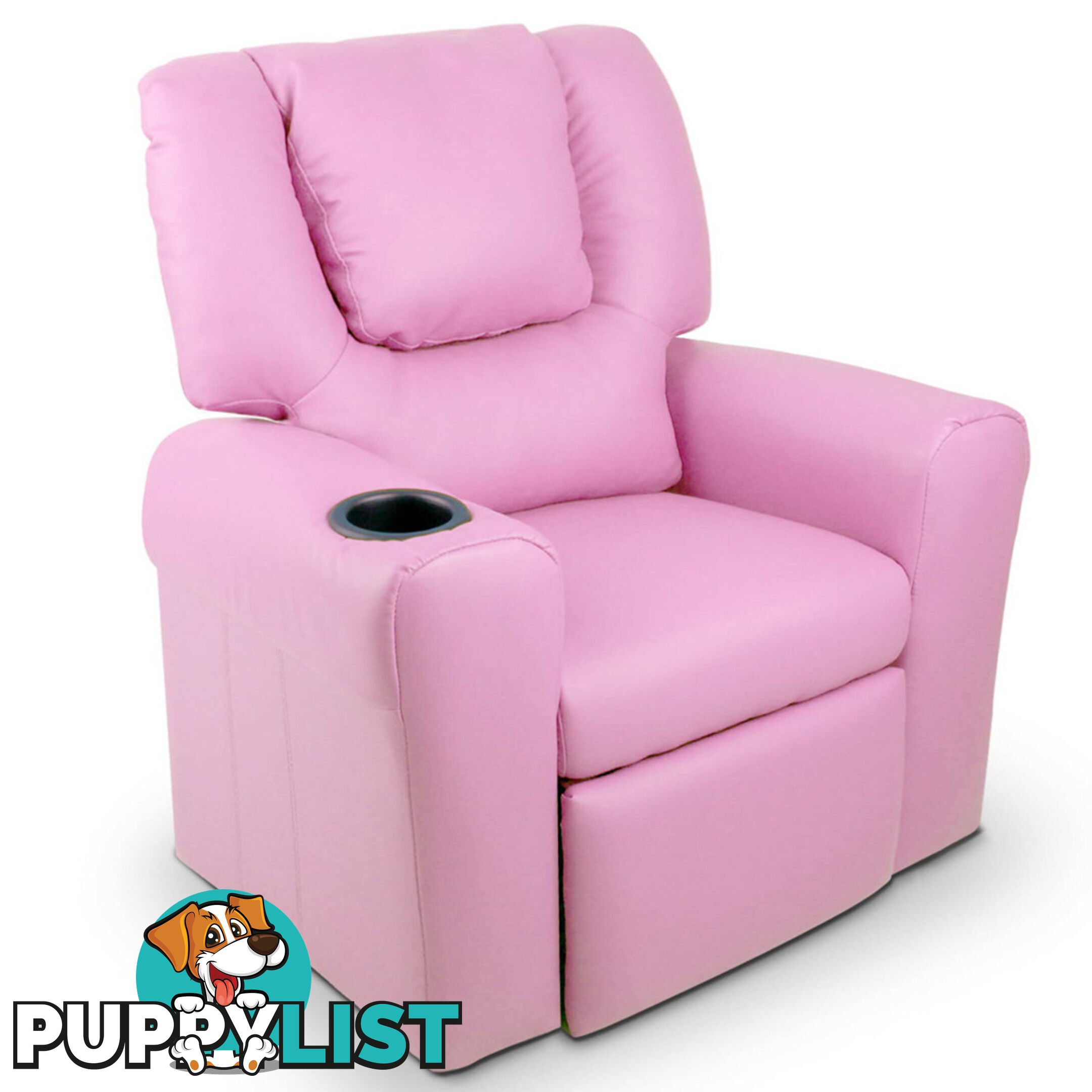 Kids Padded PU Leather Recliner Chair  - Pink