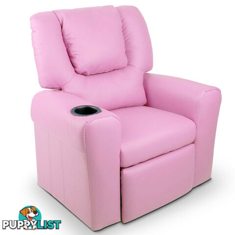 Kids Padded PU Leather Recliner Chair  - Pink