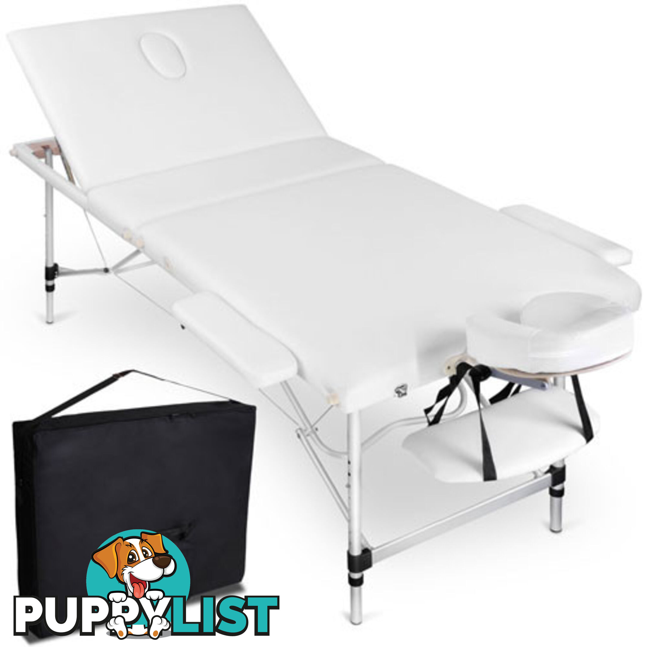 Portable Aluminium 3 Fold Massage Table Chair Bed White 75cm