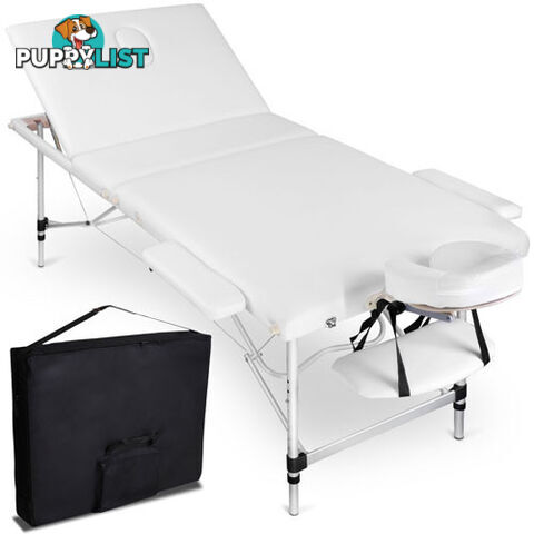 Portable Aluminium 3 Fold Massage Table Chair Bed White 75cm