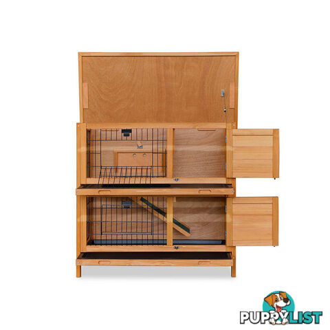 Double Storey Rabbit Hutch with Foldable Ramp