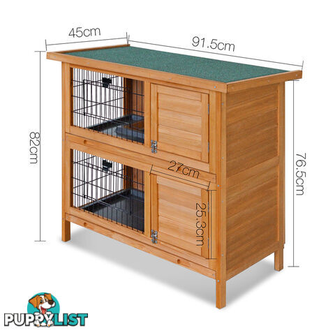 Double Storey Rabbit Hutch with Foldable Ramp