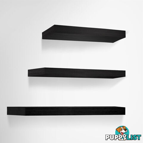 3 pcs Wall Floating Shelf Set Bookshelf Display Black