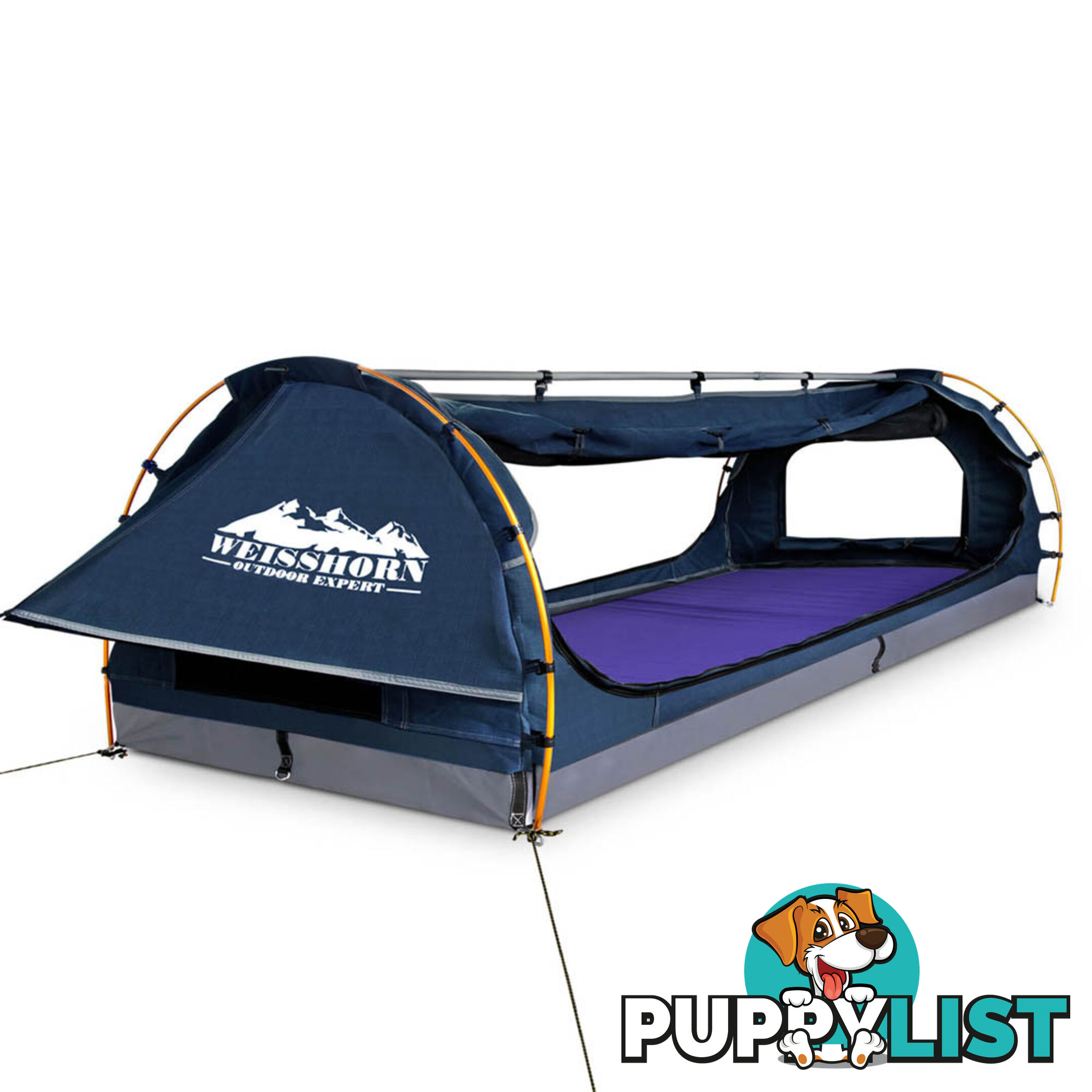 Double Camping Canvas Swag with Mattress and Air Pillow - Blue