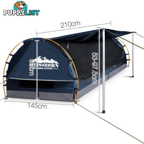 Double Camping Canvas Swag with Mattress and Air Pillow - Blue