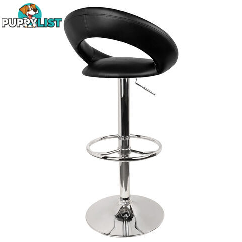 Set of 2 PU Leather Kitchen Bar Stool Black