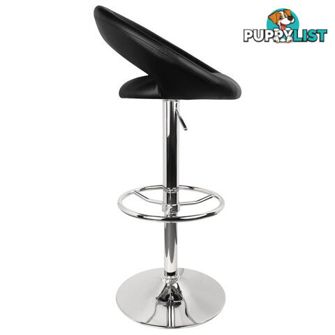 Set of 2 PU Leather Kitchen Bar Stool Black