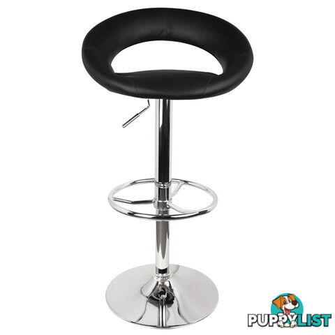 Set of 2 PU Leather Kitchen Bar Stool Black