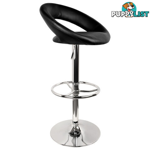 Set of 2 PU Leather Kitchen Bar Stool Black