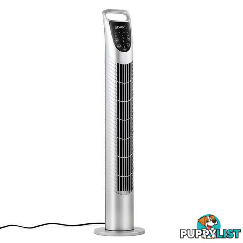 3 Speed Tower Fan  with Remote Control - Silver