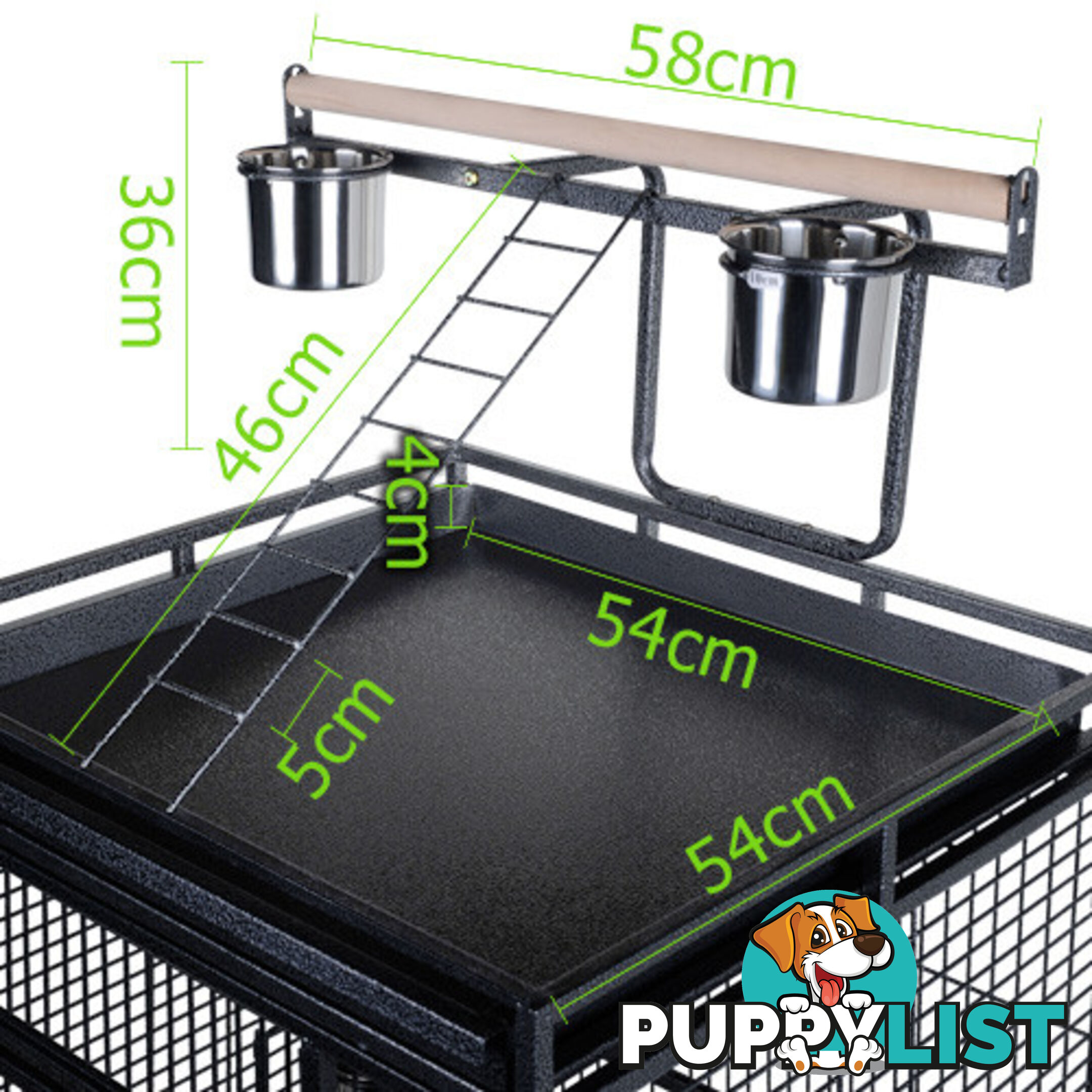 Parrot Pet Aviary Bird Cage 170cm Black