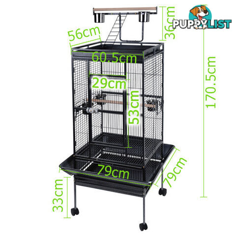 Parrot Pet Aviary Bird Cage 170cm Black