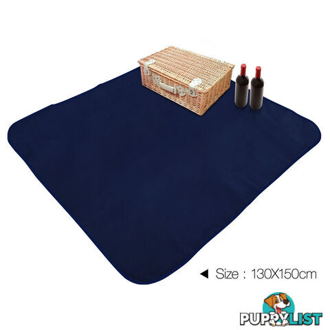 4 Person Picnic Basket Set with Cooler Bag Blanket - Navy