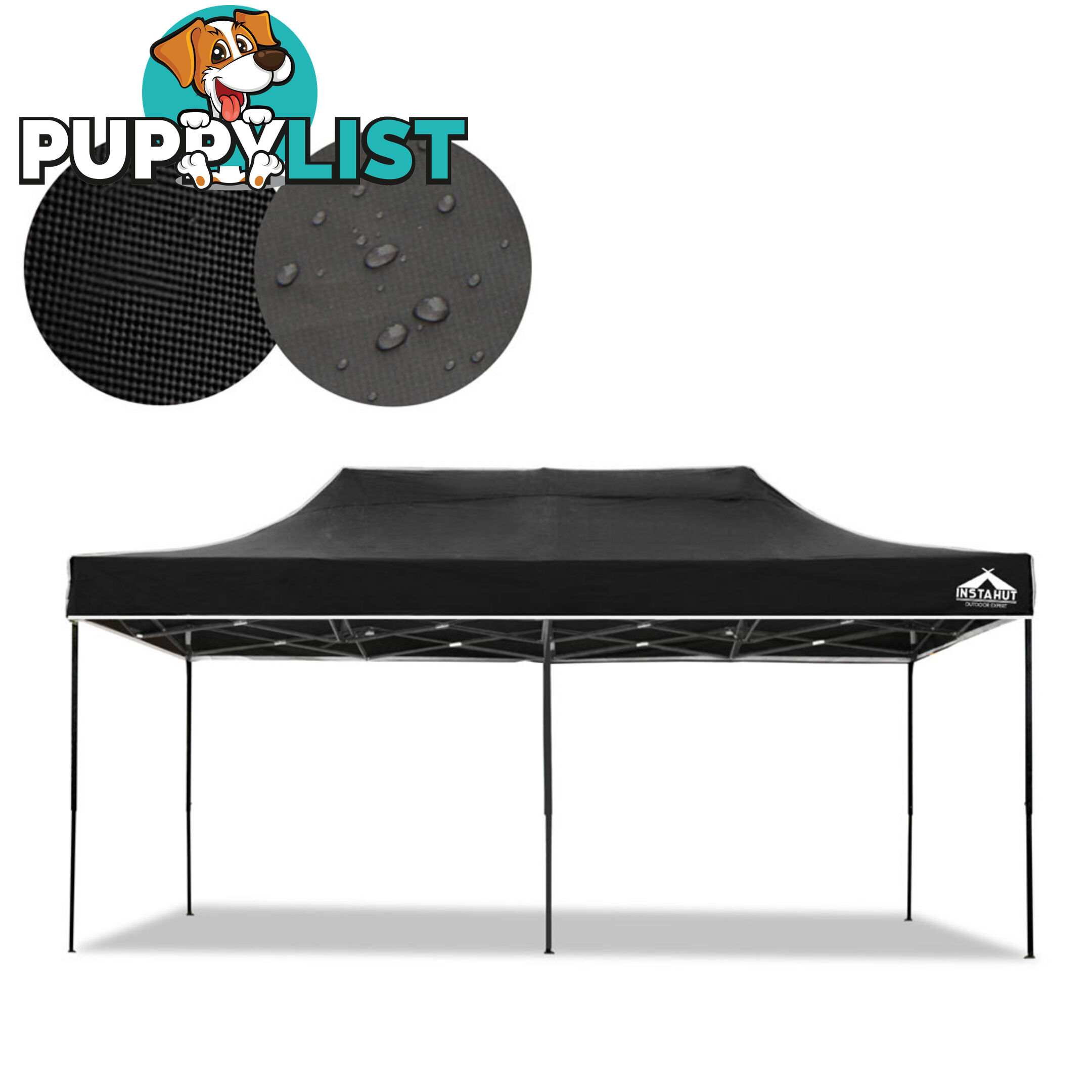 3m x 6m Pop-up Garden Outdoor Gazebo Black