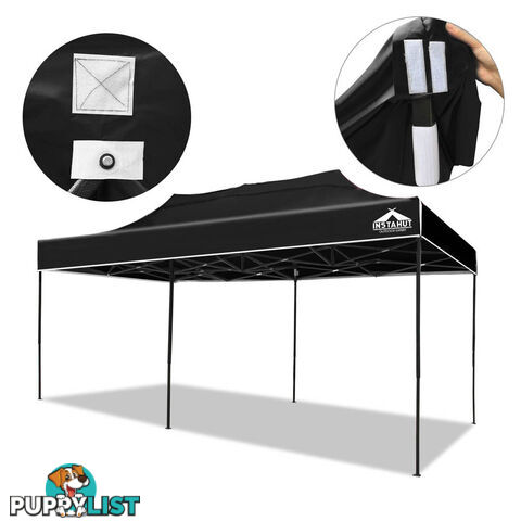 3m x 6m Pop-up Garden Outdoor Gazebo Black