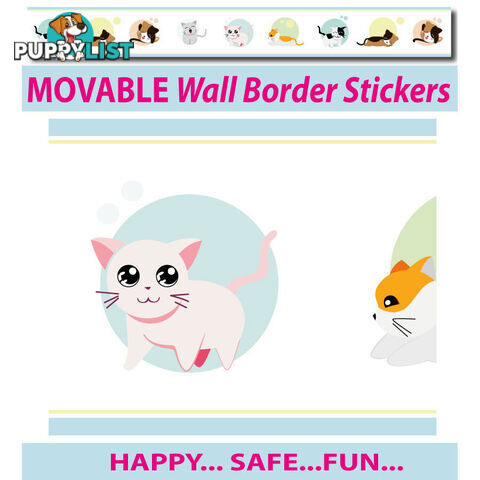 Cute Kittens Wall Border Wall Stickers - Totally Movable